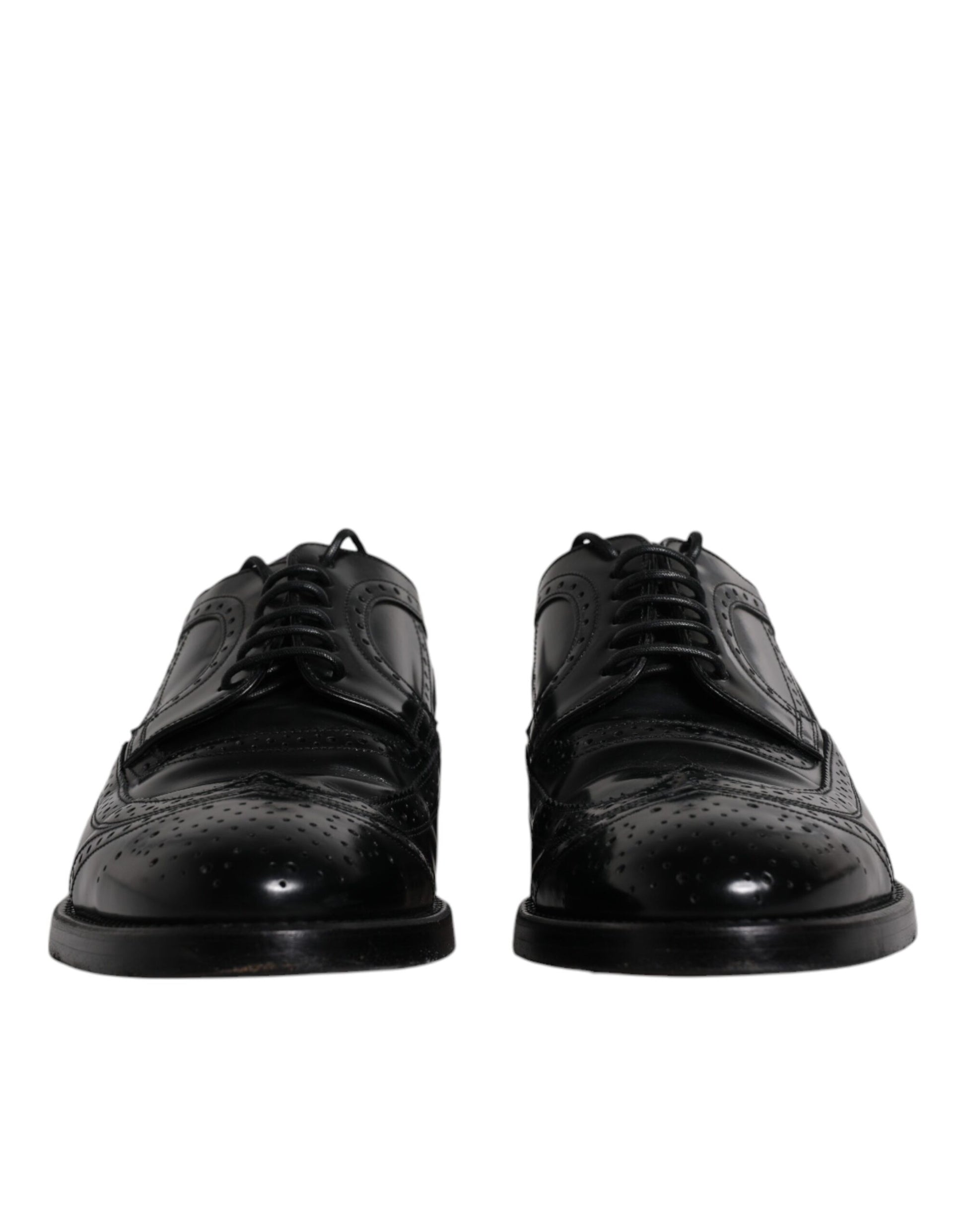 Black Leather Derby Wingtip Formal Shoes