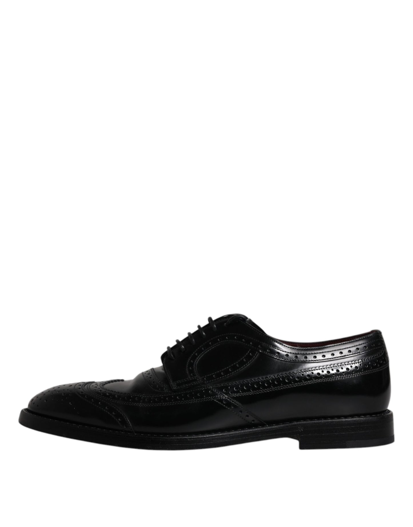 Black Leather Derby Wingtip Formal Shoes