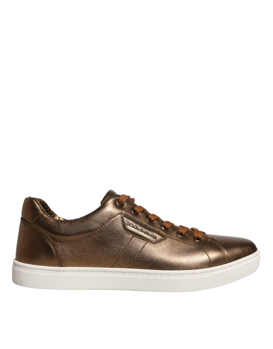 Zapatillas de cuero dorado Logo London Hombre