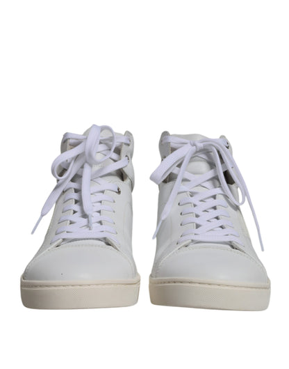 White Leather Mid Top Men Sneakers Shoes