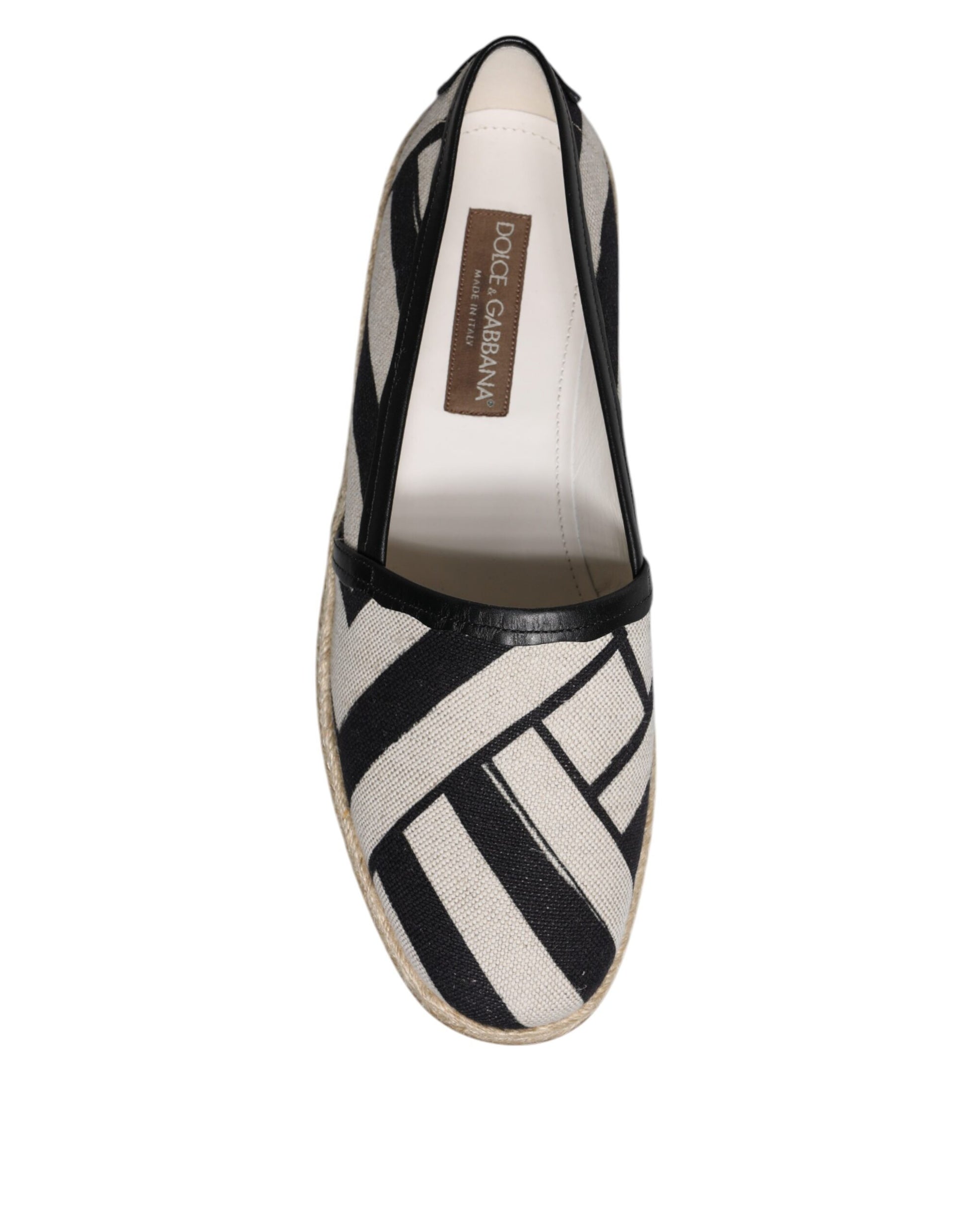 Black White Stripes Slip On Espadrille Shoes