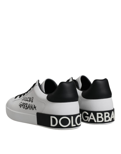 White Leather Logo Portofino Sneakers Shoes