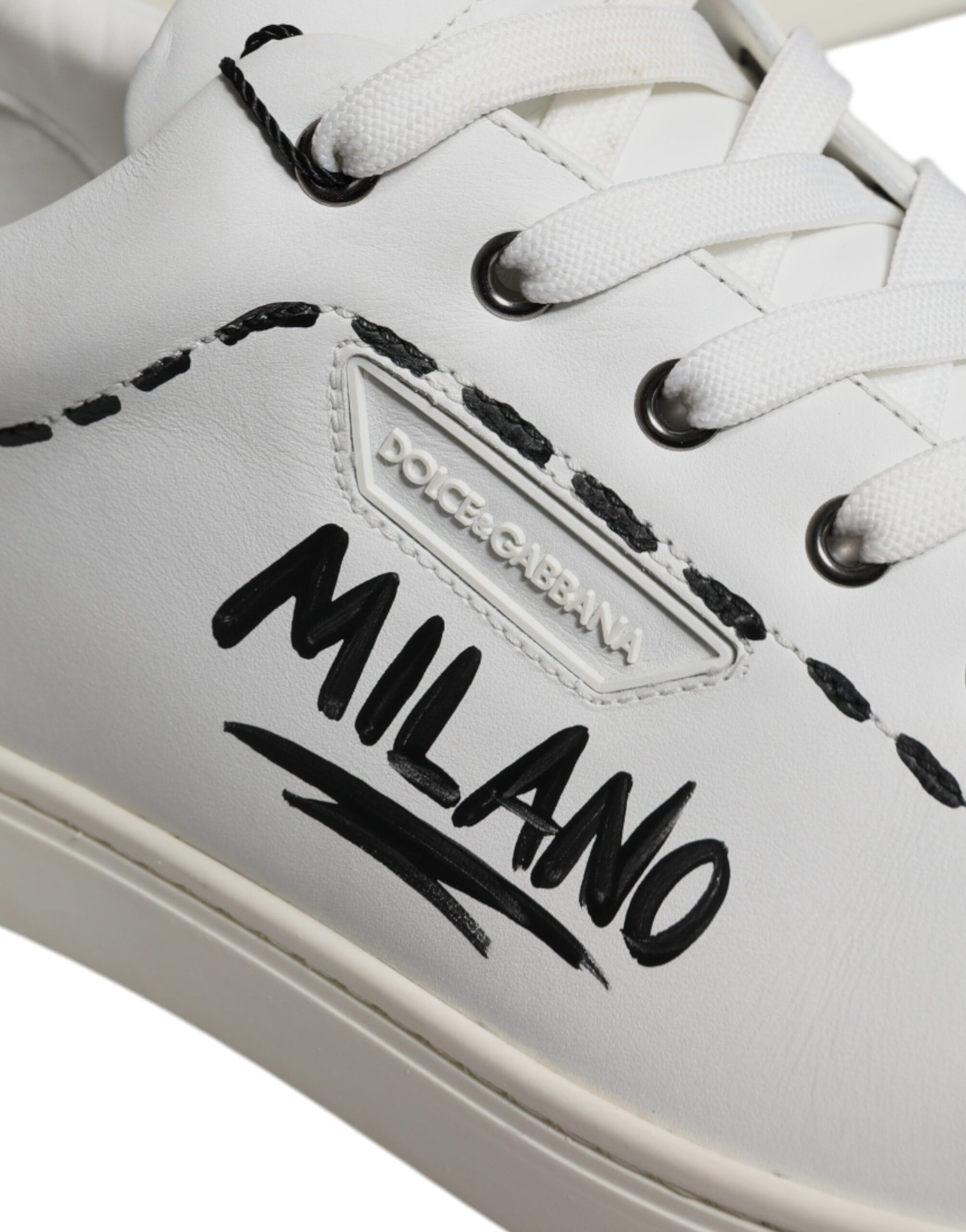 White Leather Milano Low Top Sneakers Shoes