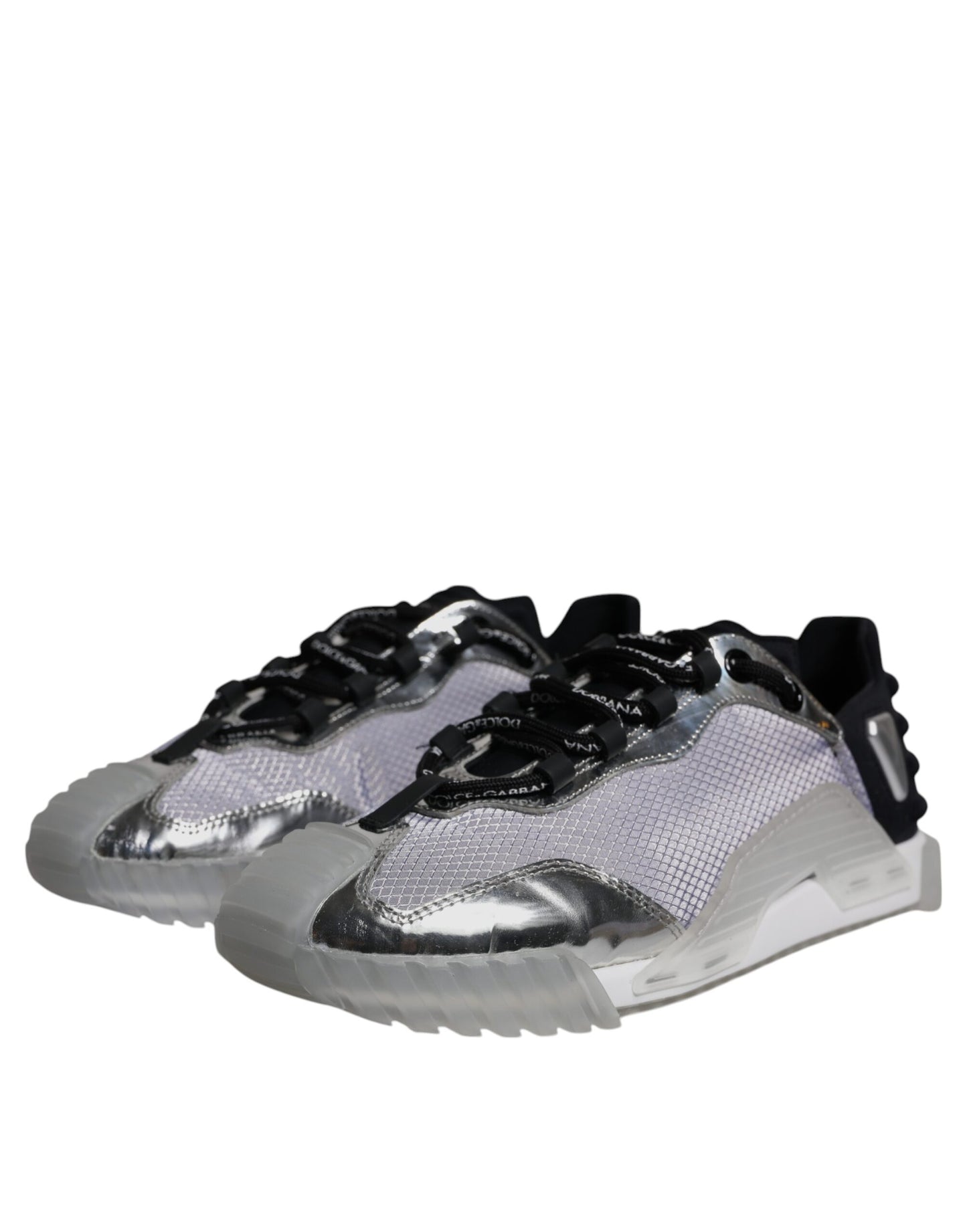 Silver Black Nylon NS1 Low Top Sneakers Shoes