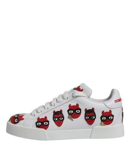 White Devil Face Portofino Sneakers Shoes