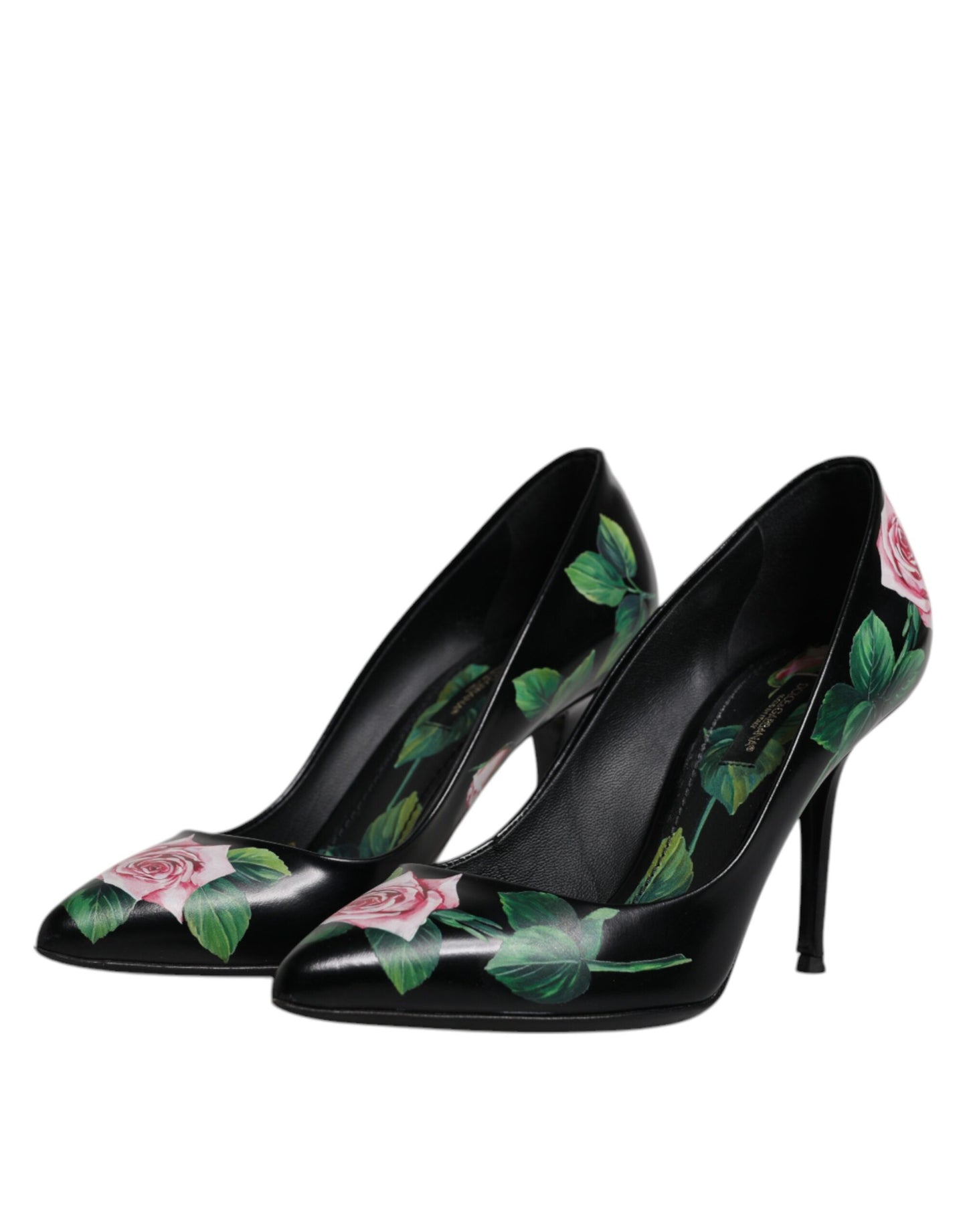 Black Floral Print High Heels Pumps Shoes