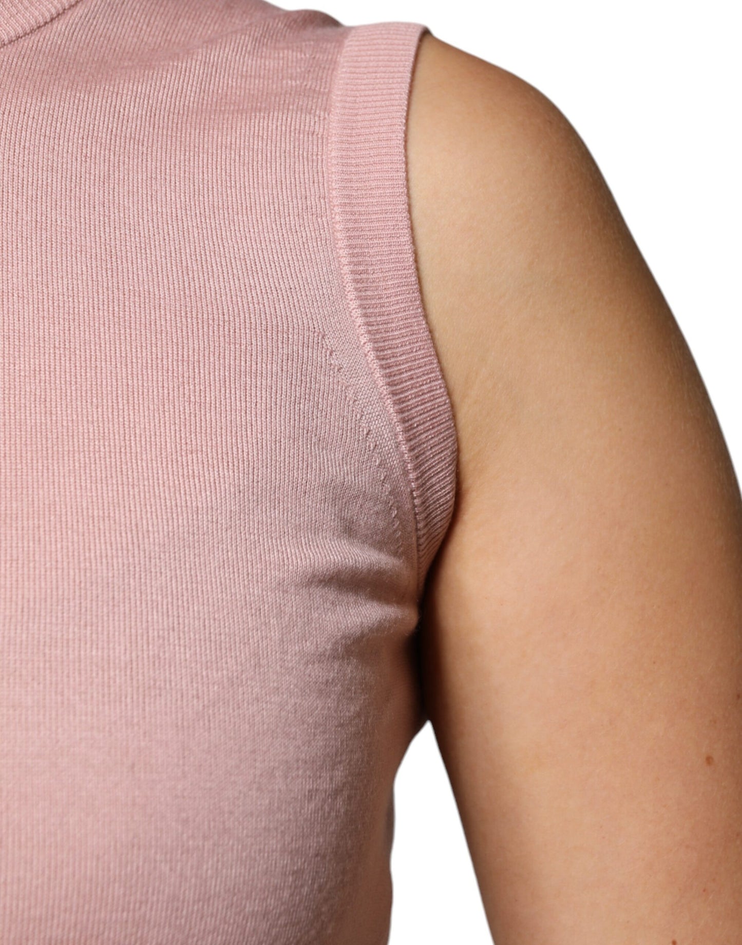 Pink Cashmere Knitted Sleeveless Tank Top