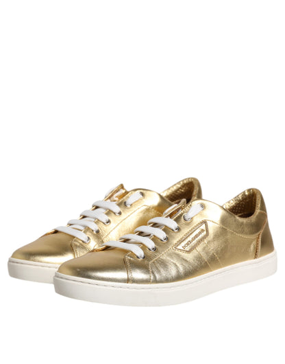 Gold Leather Logo London Men Sneakers Shoes