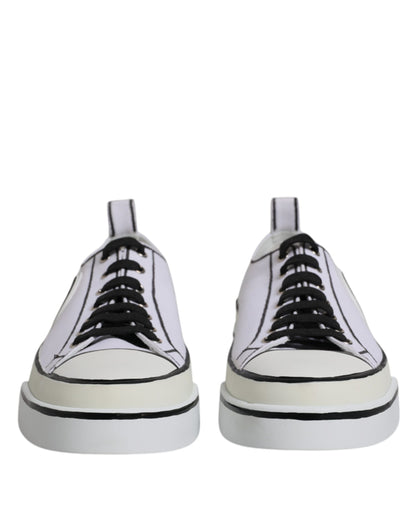 White Logo Canvas Low Top Men Sneakers Shoes