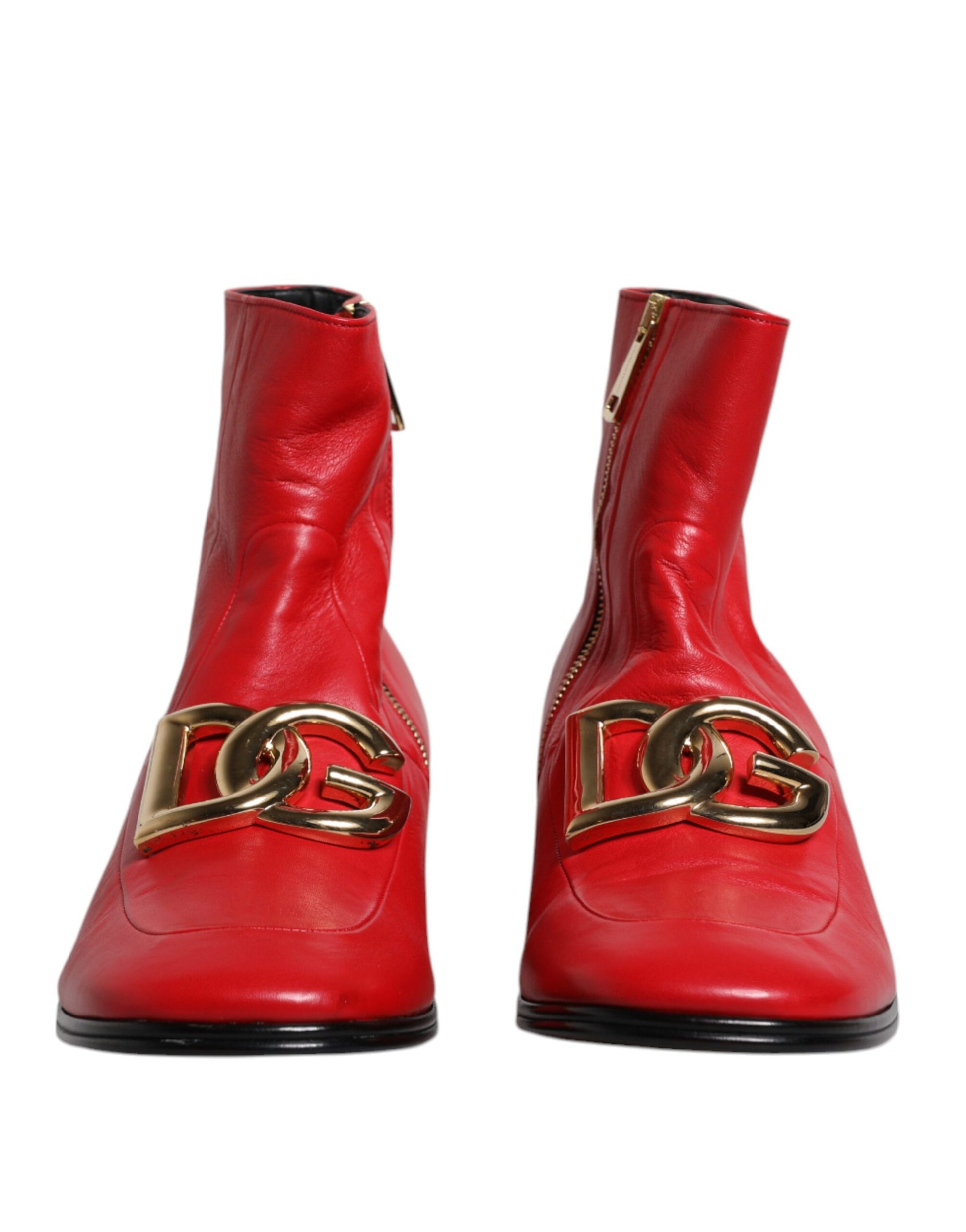 Red Leather Logo Chelsea Ankle Boots Shoes