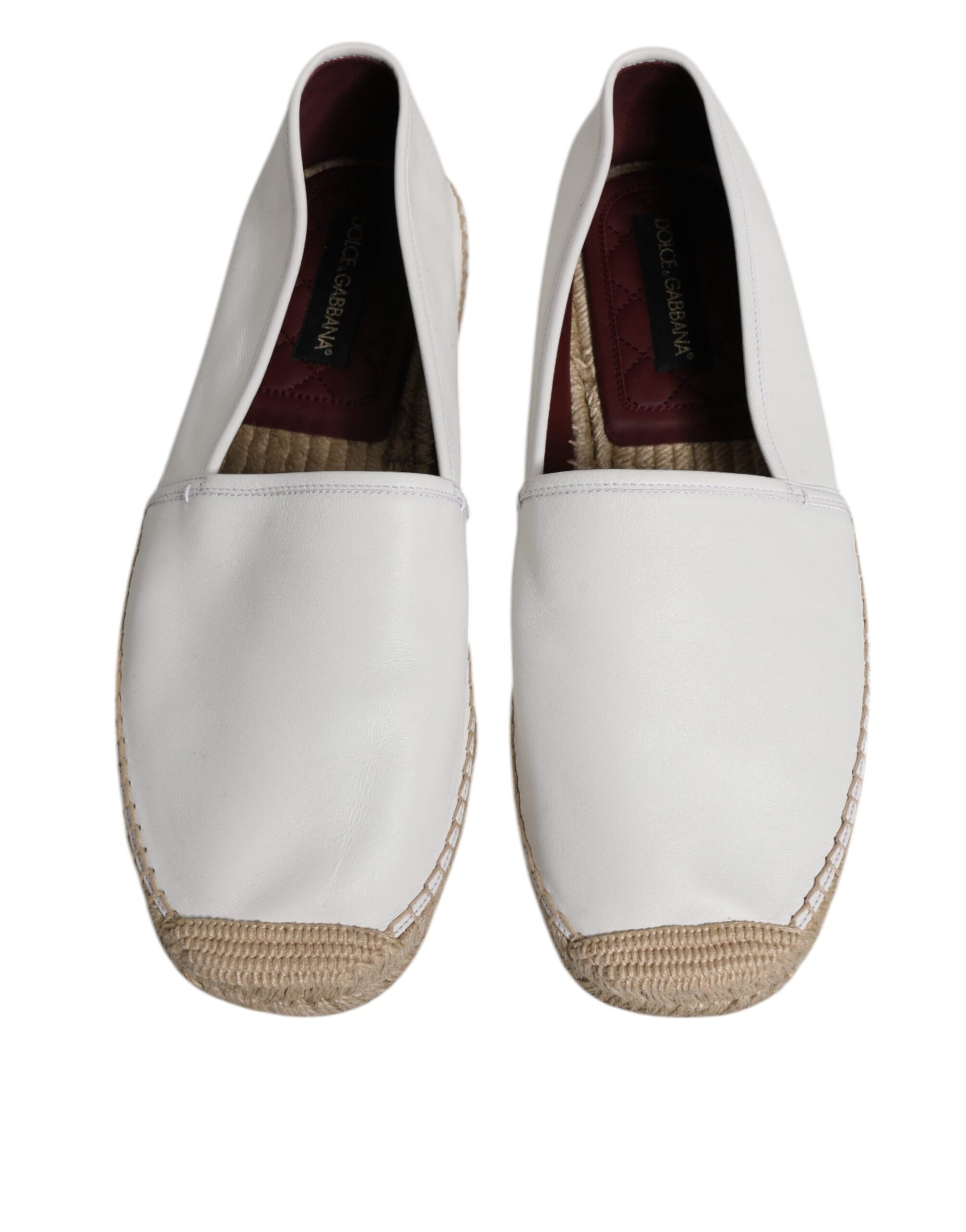 White Calfskin Leather Men Espadrilles Shoes