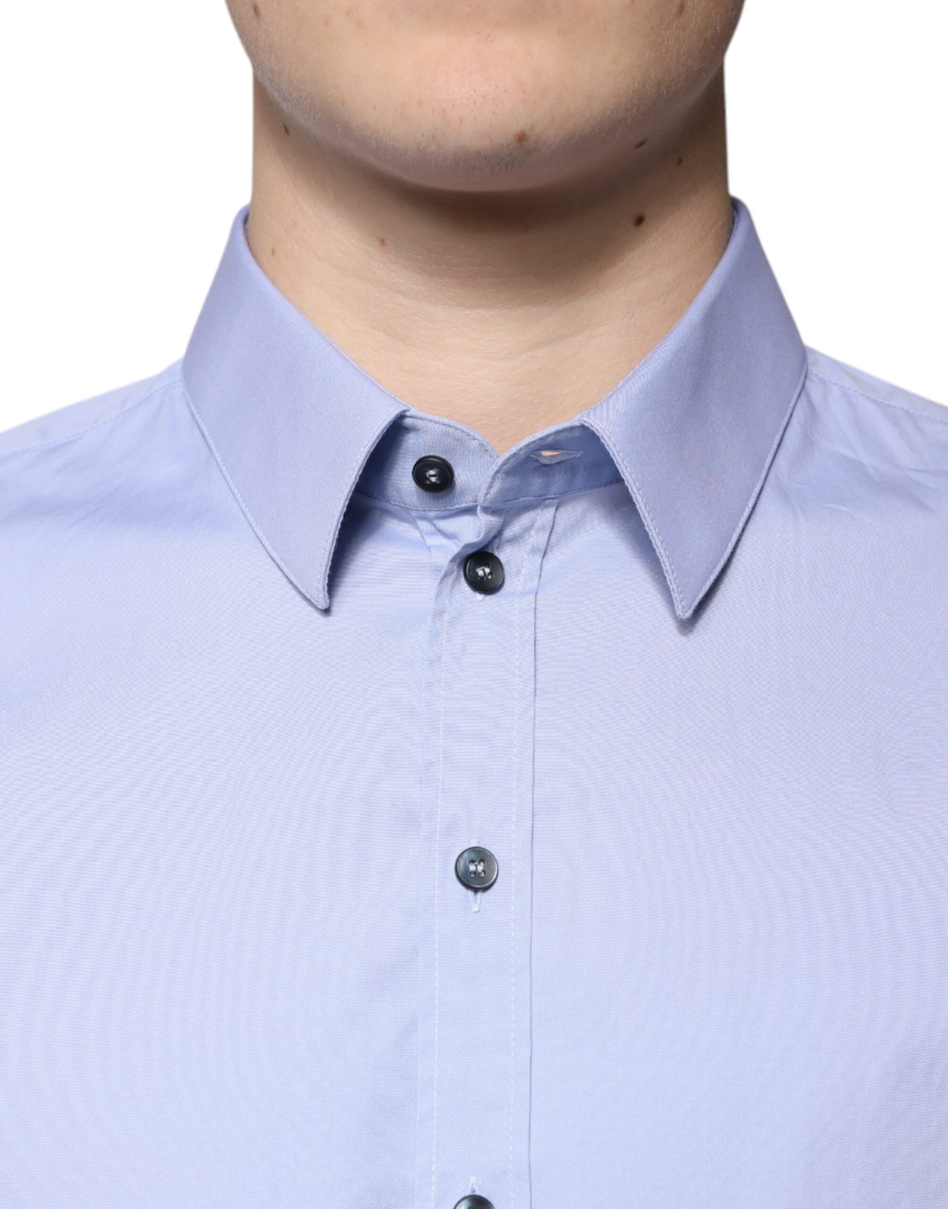 Light Blue Cotton Slim SICILIA Dress Shirt