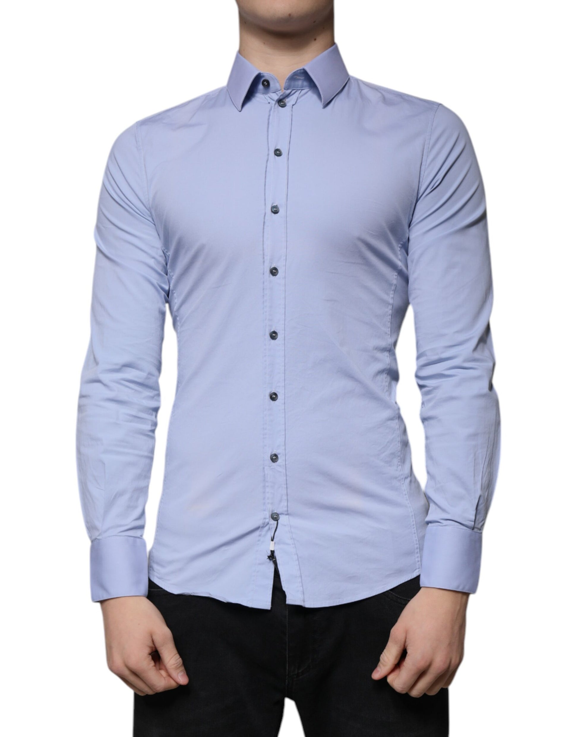 Light Blue Cotton Slim Fit SICILIA Dress Shirt