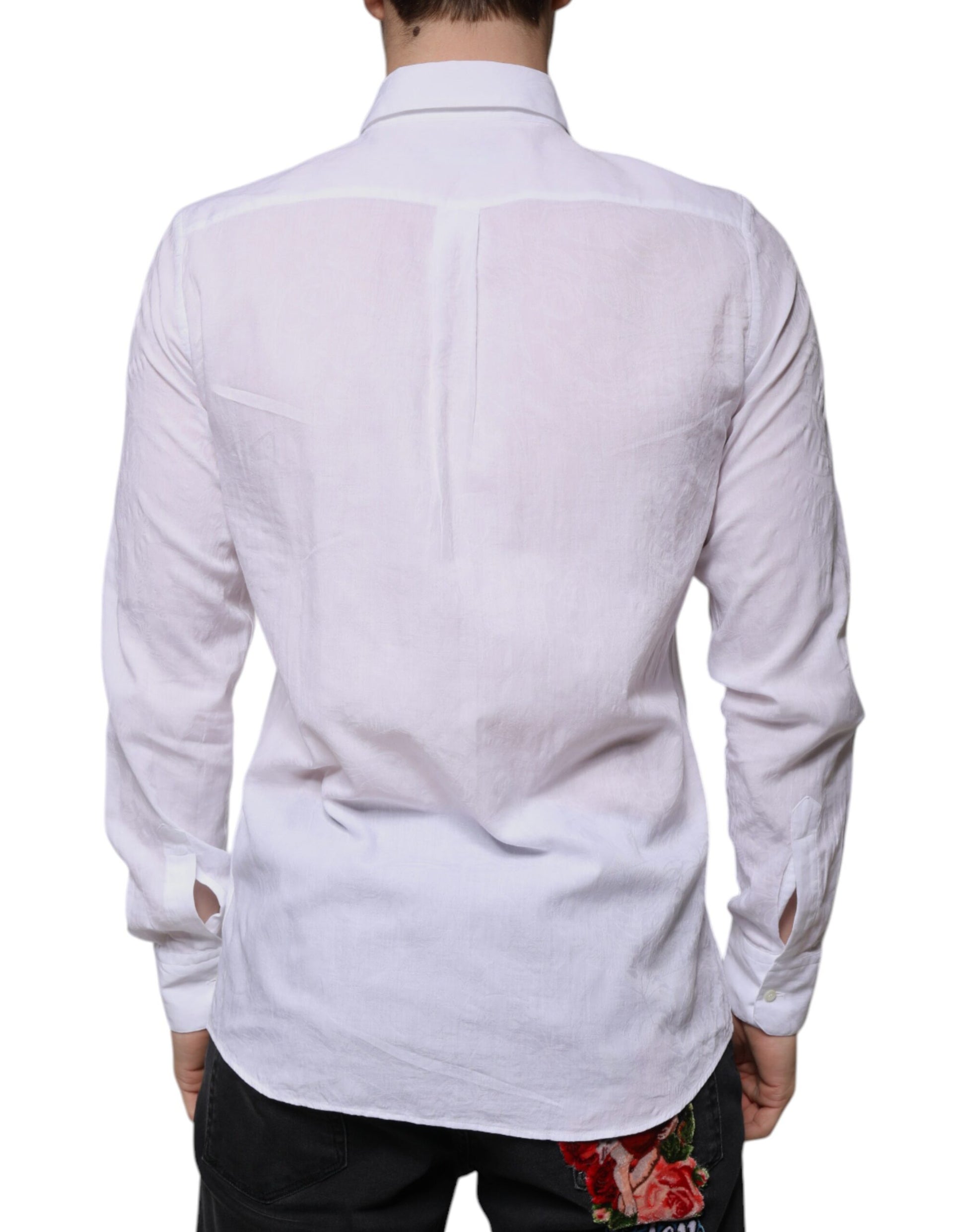 White Cotton Slim Fit Men Formal Dress Shirt