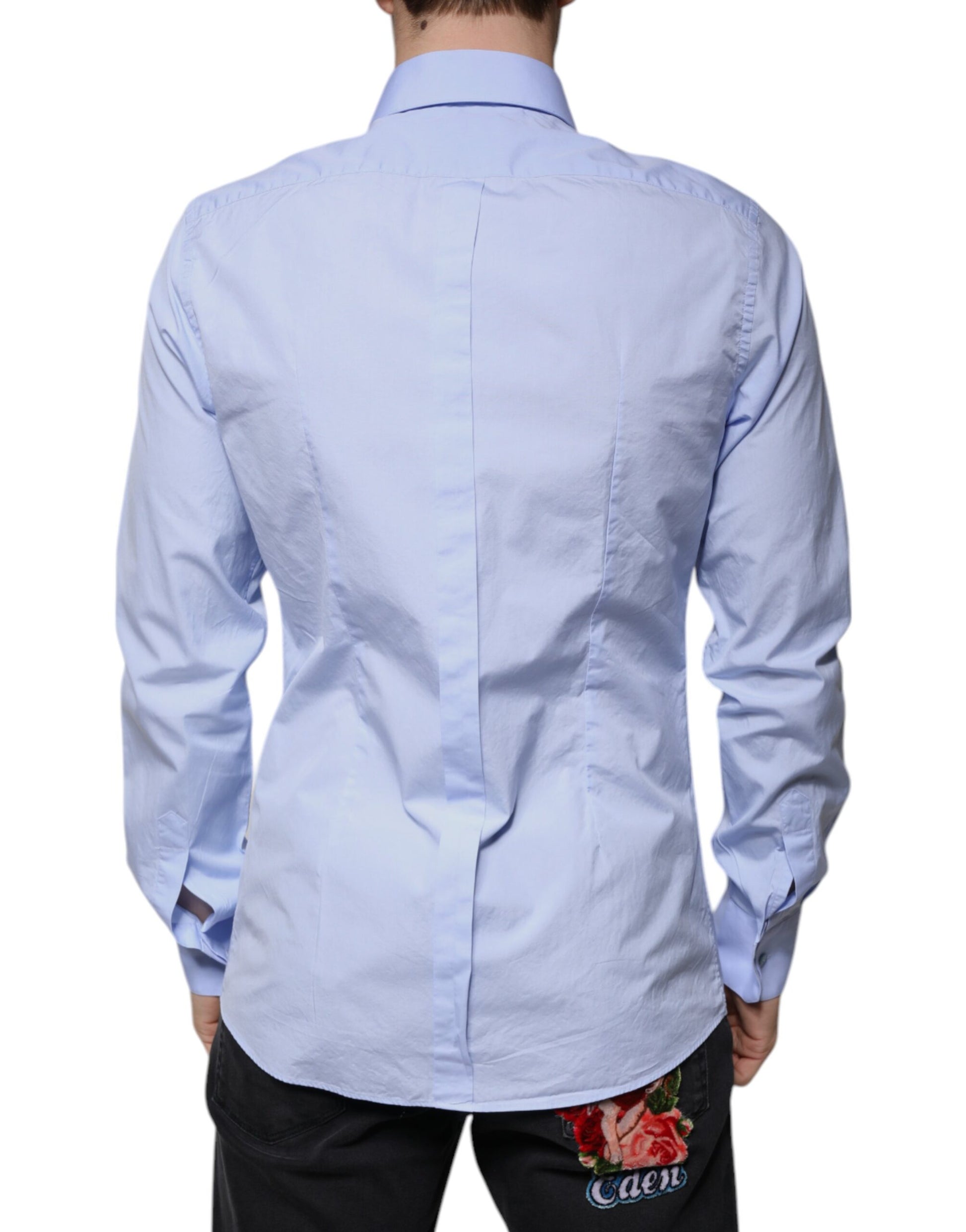 Light Blue Cotton Slim Fit GOLD Men Dress Shirt