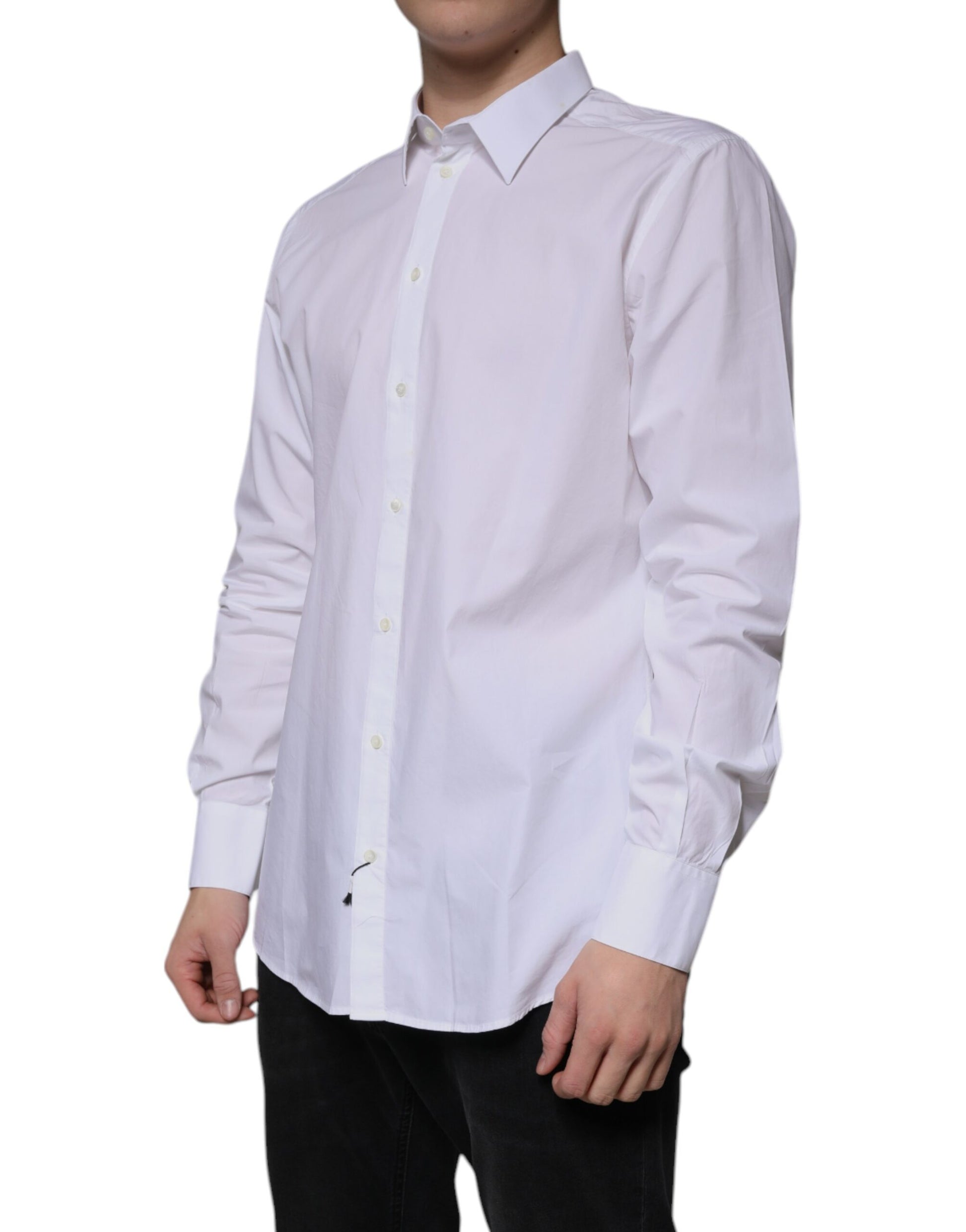 White Cotton Slim Fit GOLD Men Dress Shirt