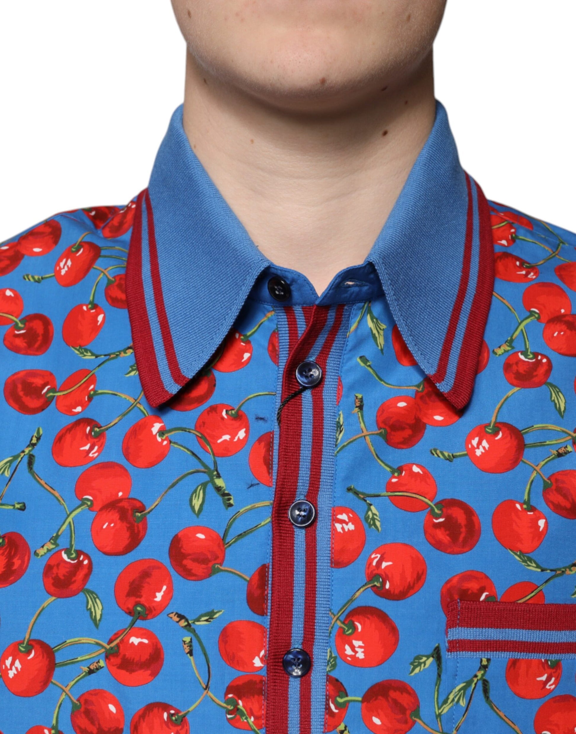 Blue Cherry Cotton Collared Men Polo T-shirt