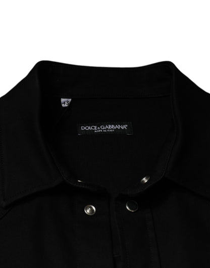 Black Cotton Collared Button Down Shirt