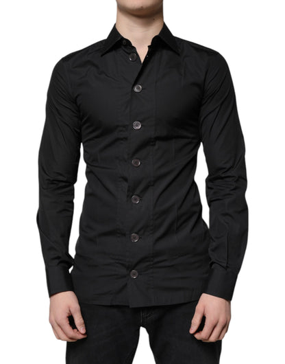 Camisa Formal de Algodón Negra de Manga Larga