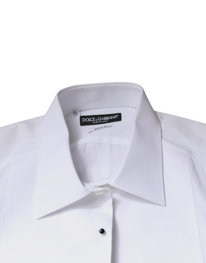 White Bib Cotton Poplin GOLD Formal Shirt