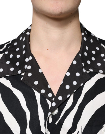 Black White Zebra Button Down Oversize Shirt