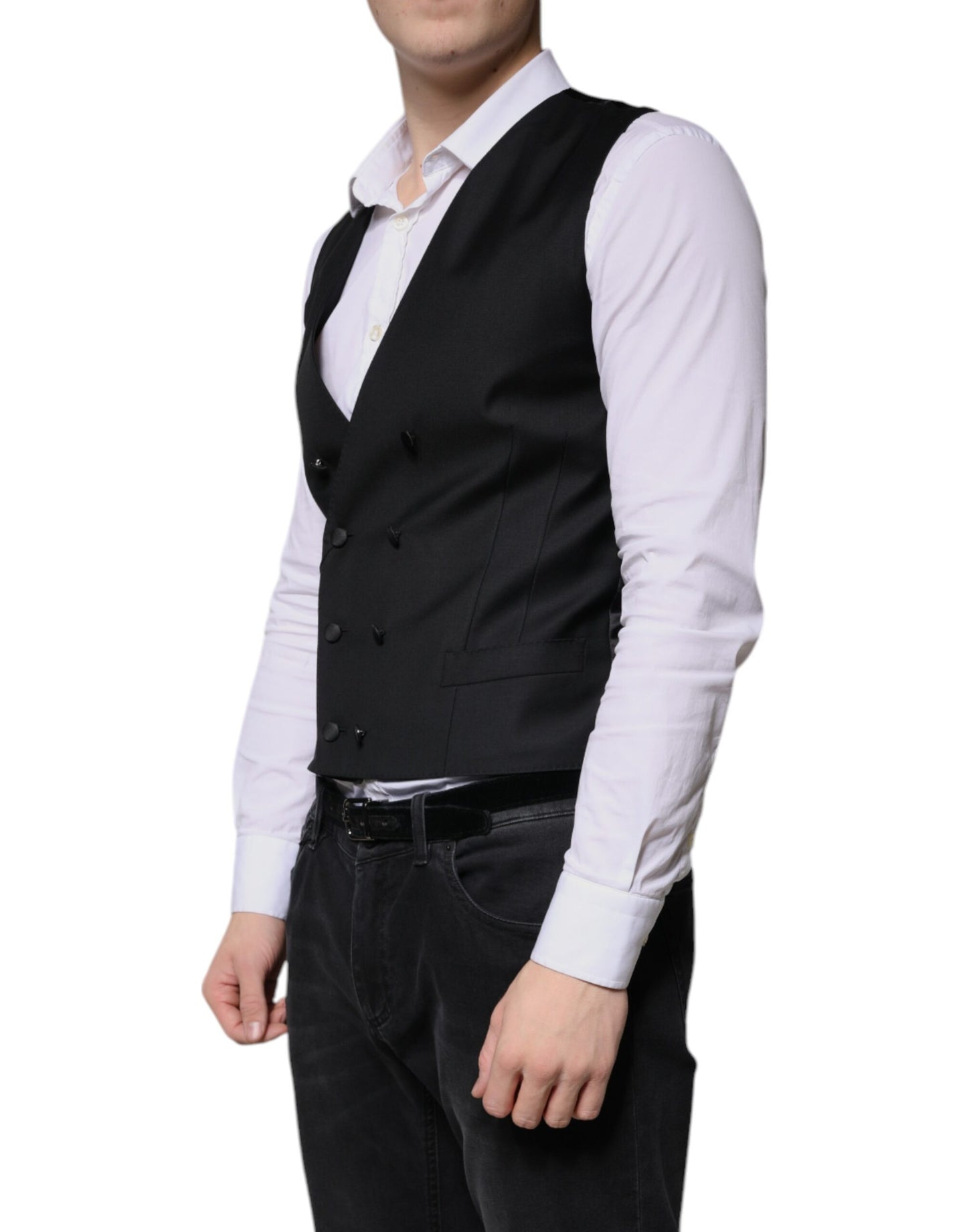 Black Wool Formal Dress Men Waistcoat Vest