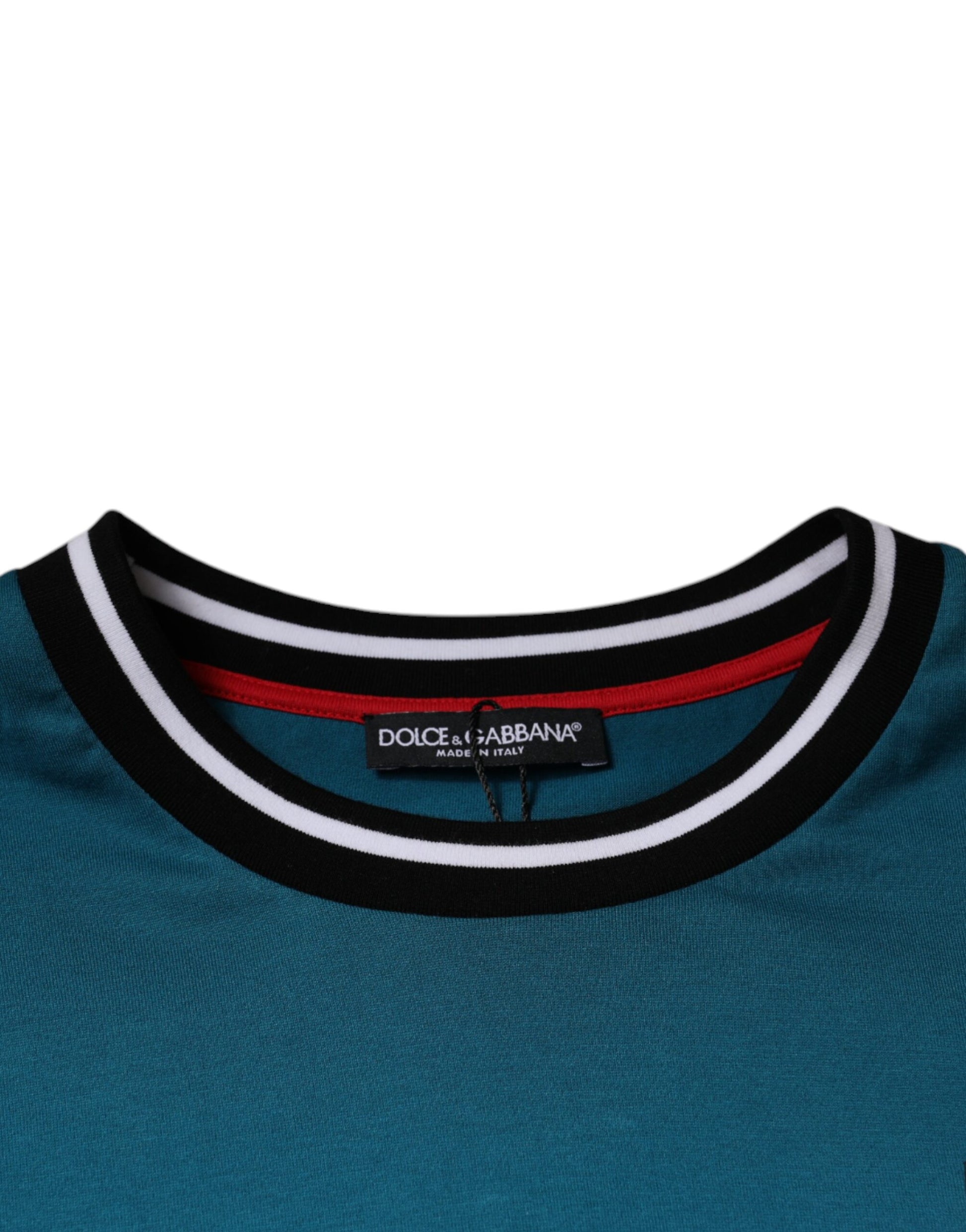 Blue Logo Jersey Cotton Crew Neck T-shirt