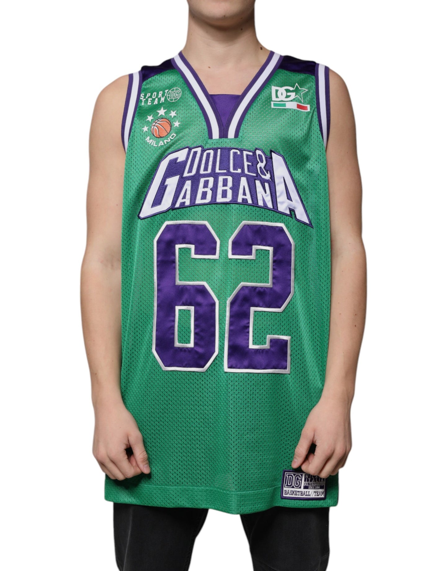 Green Polyester Jersey Sleeveless T-shirt