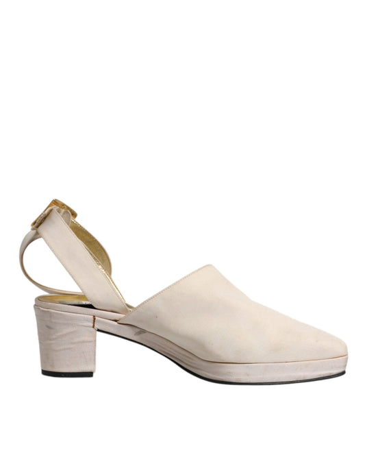 Off White Tacones Bloque Slingback Sandalias Zapatos