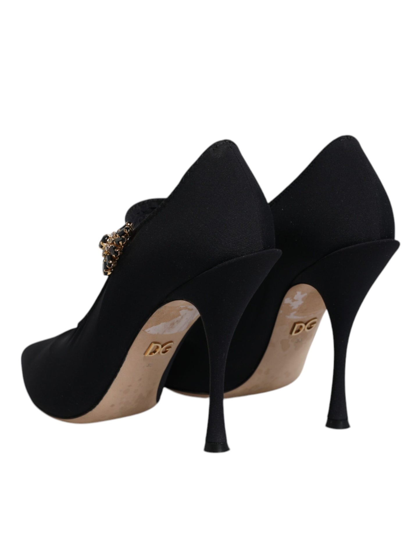 Black Mary Jane Stretch Crystal Pumps Shoes