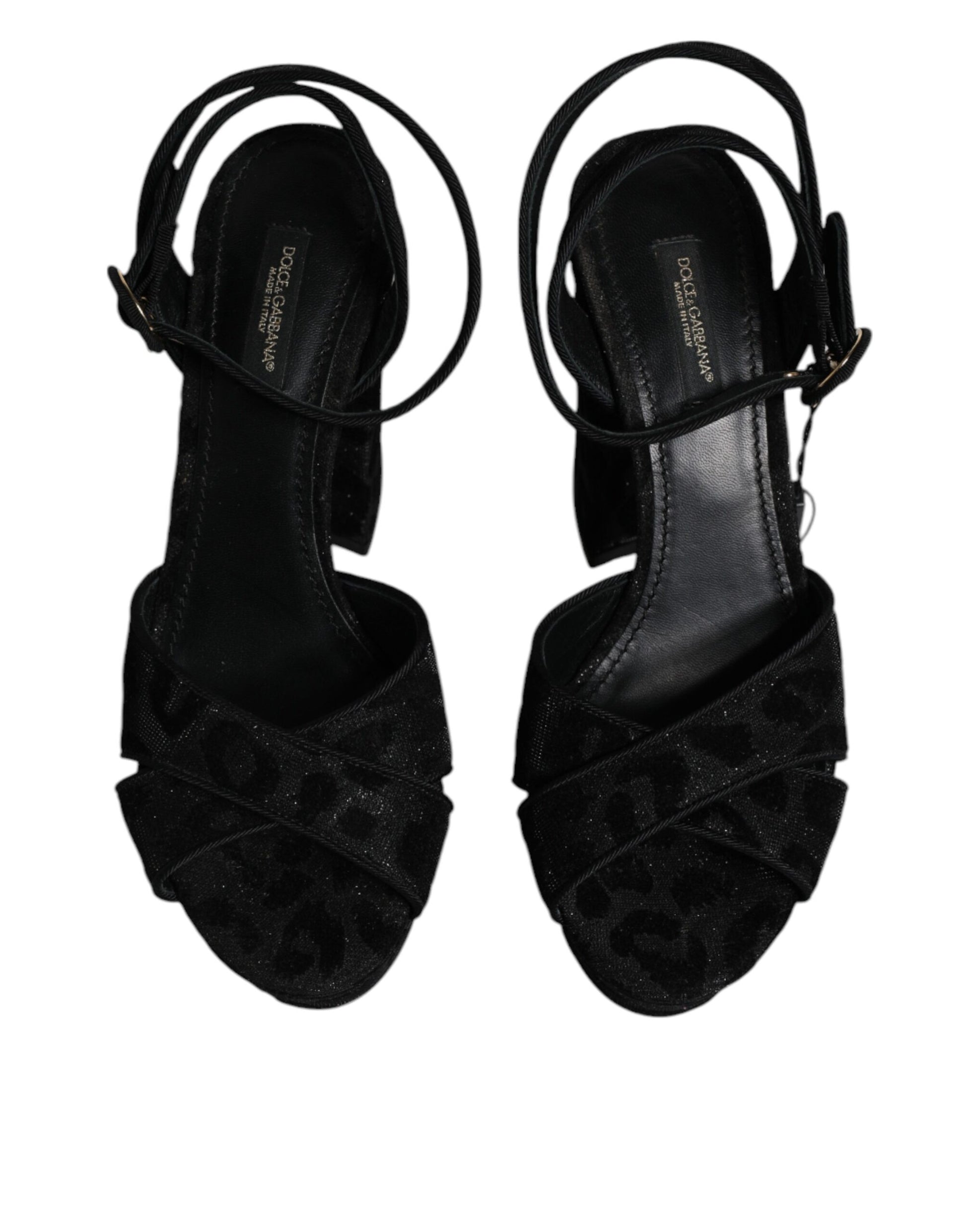 Black Leopard Platform Heels Sandals Shoes