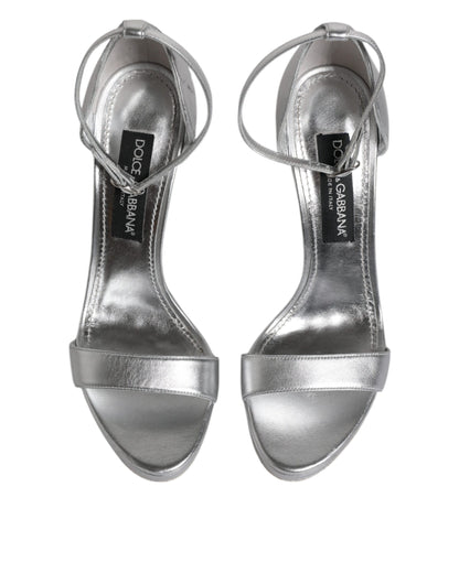 Silver Leather Platform Keira Sandals Shoes