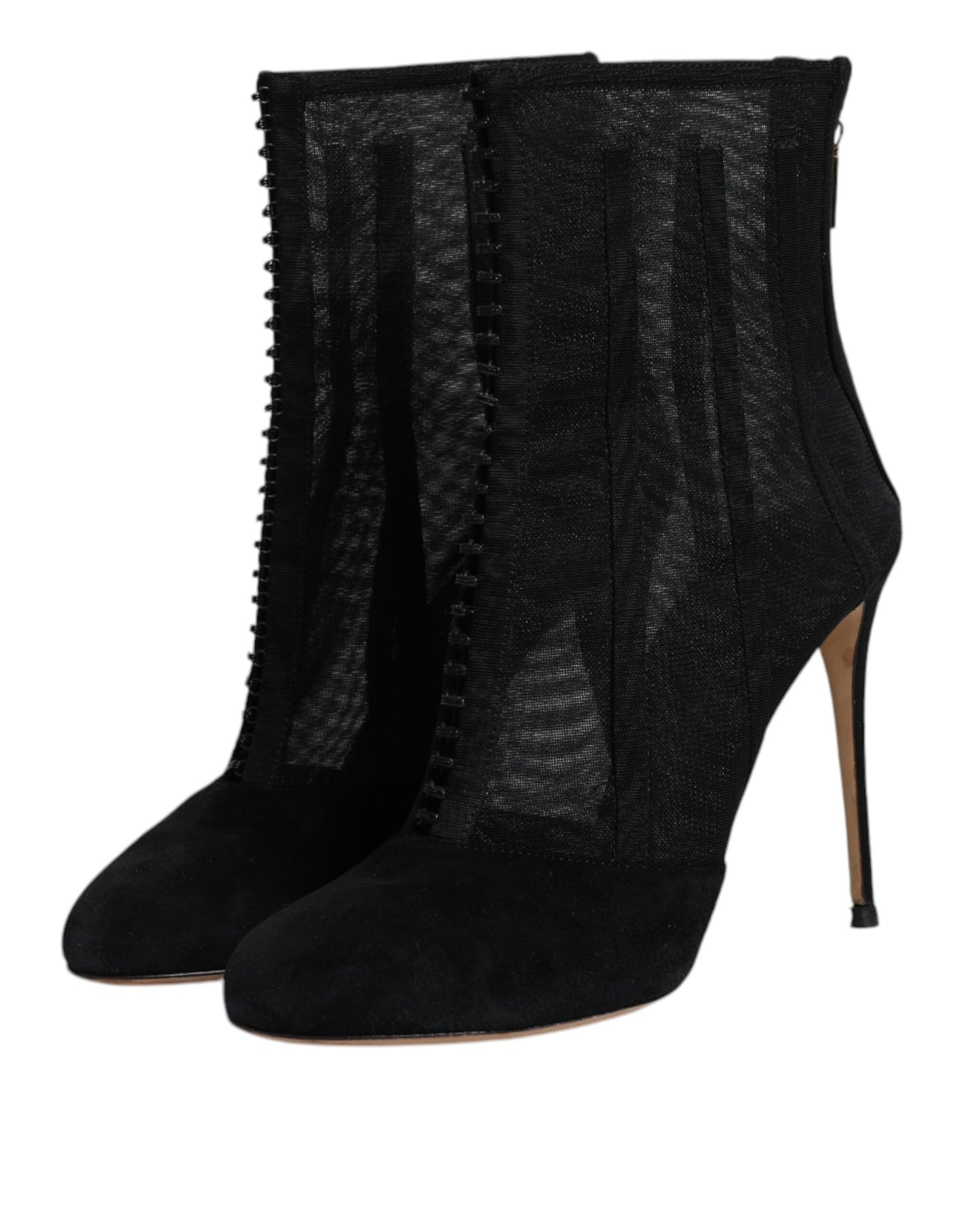 Black Mesh Stiletto Heels Ankle Boots Shoes