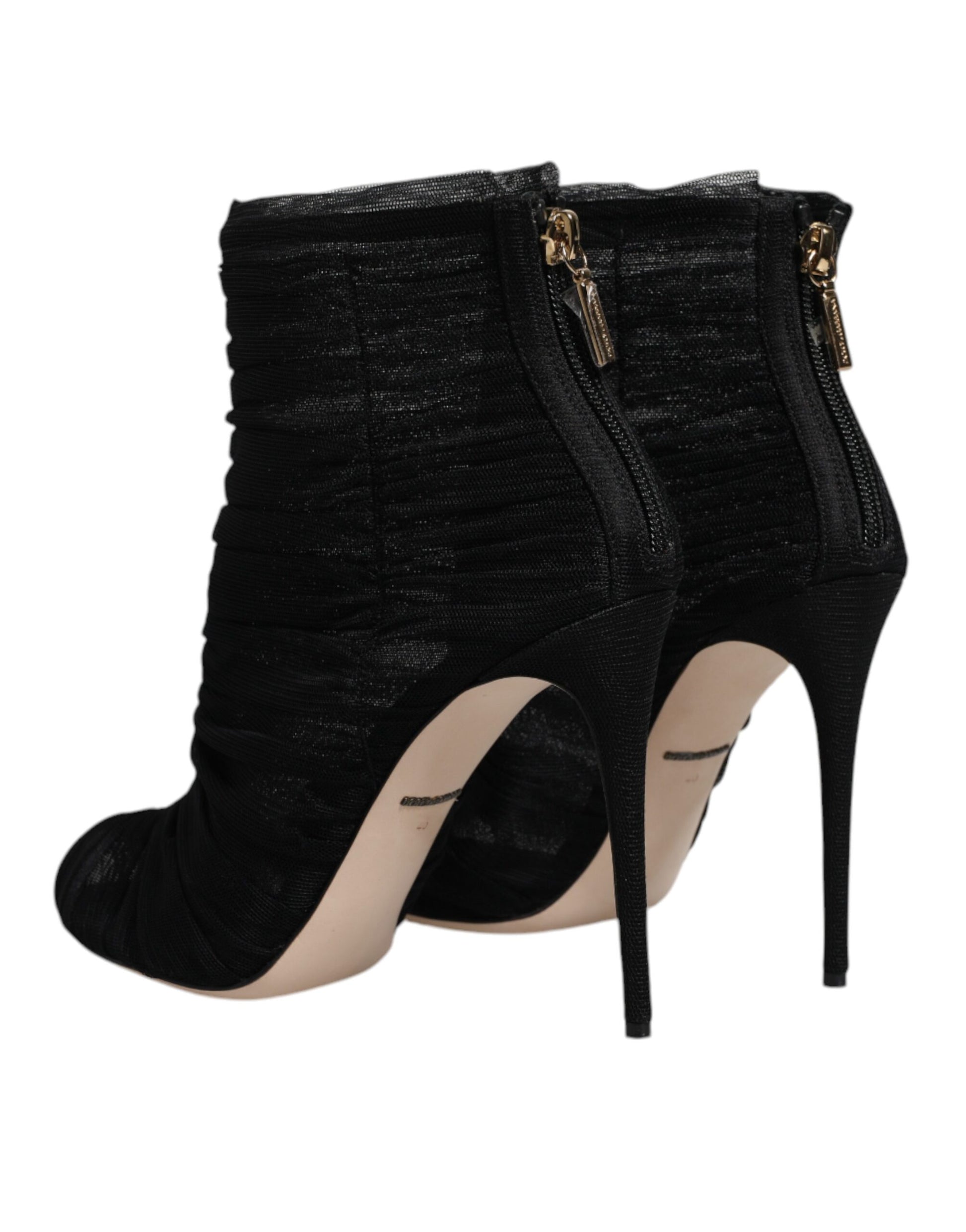 Black Mesh Stiletto Heels Ankle Boots Shoes