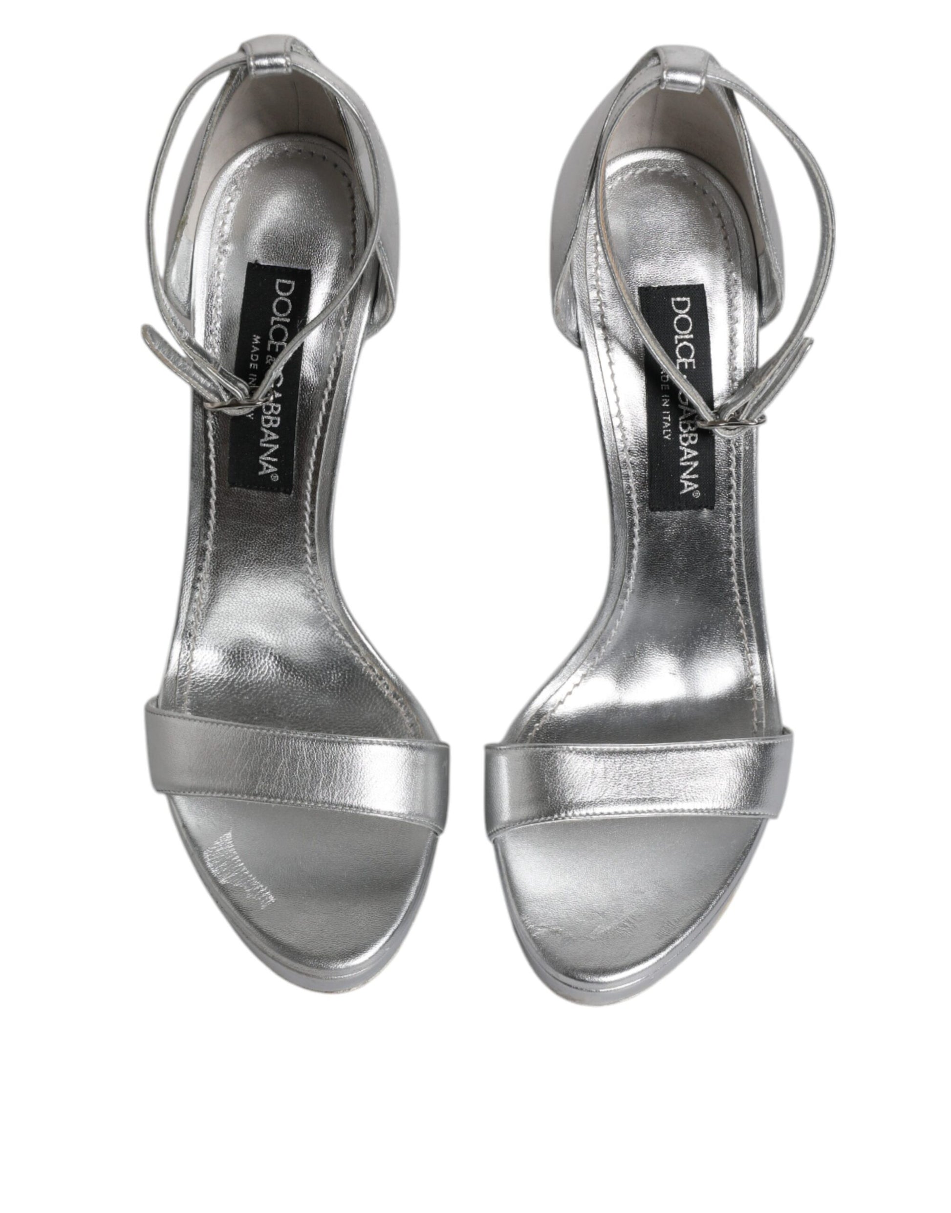 Silver Leather Platform Keira Sandals Shoes