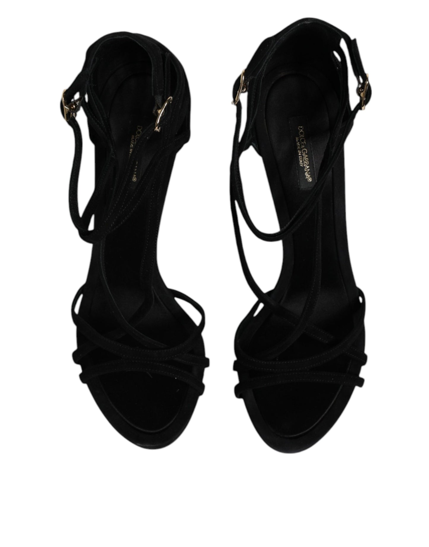 Black Suede Ankle Strap Heels Sandals Shoes