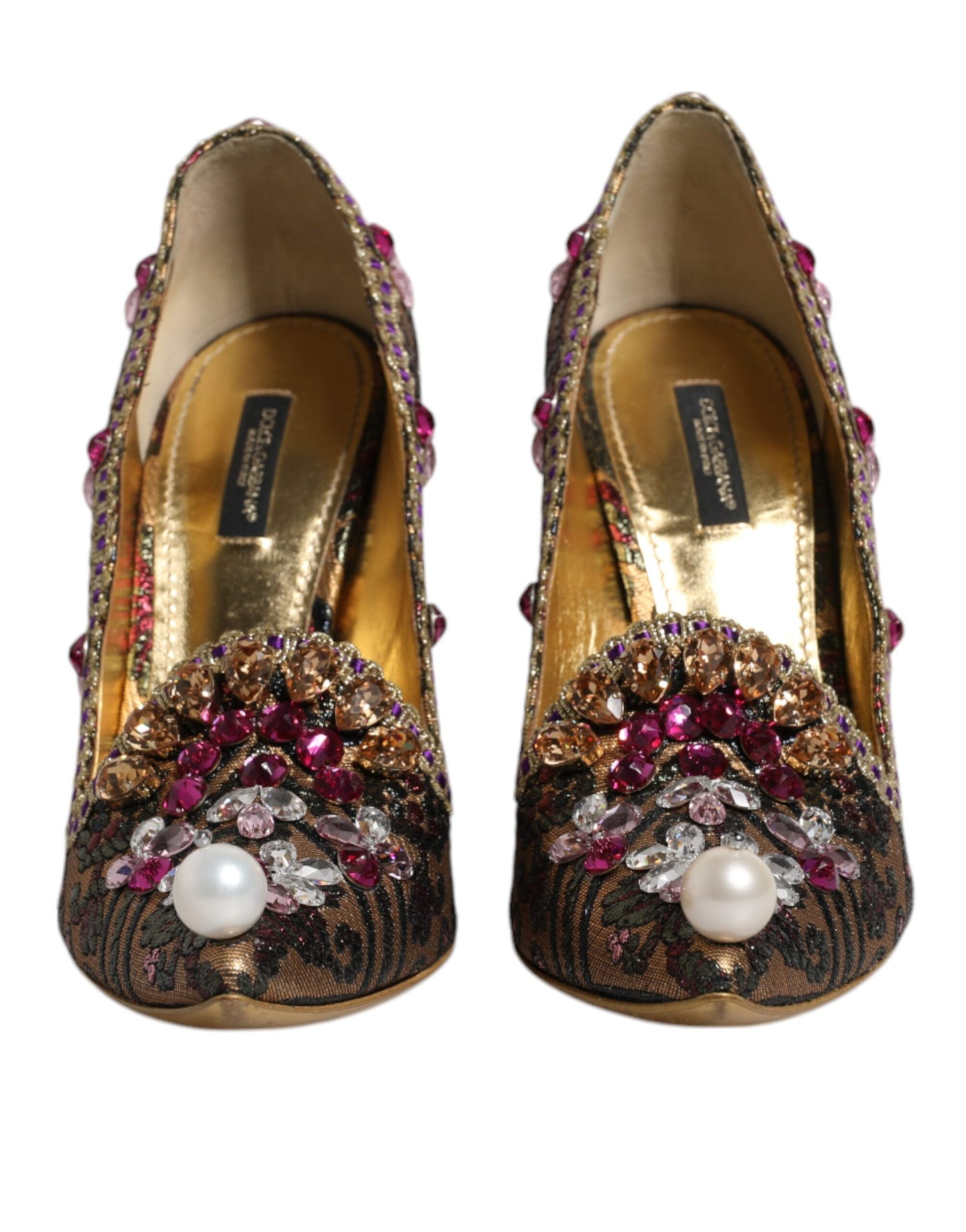 Multicolor Embellished Jacquard Pumps Shoes