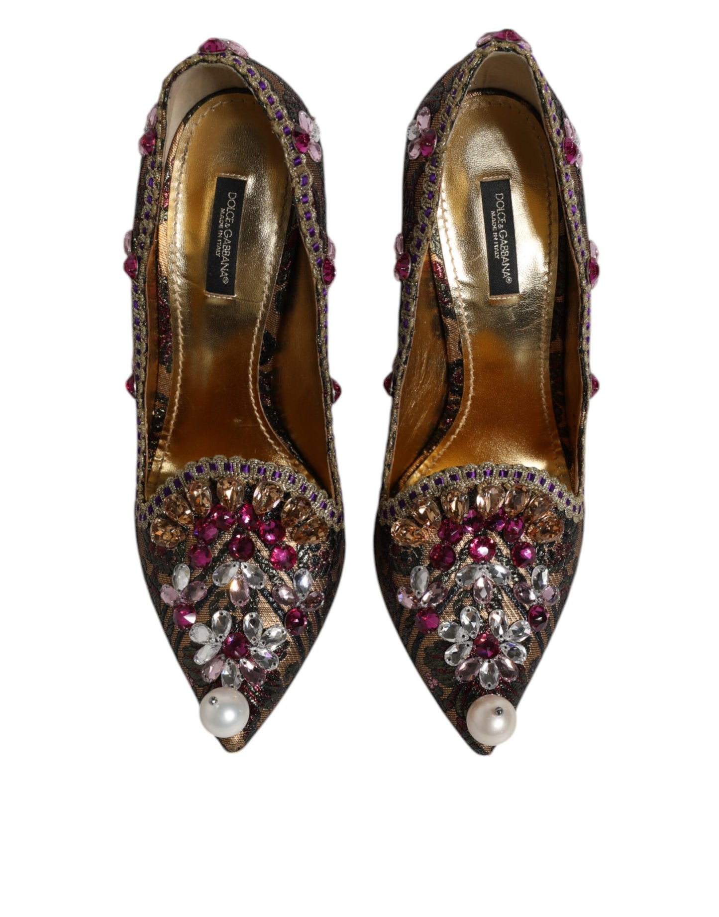 Multicolor Embellished Jacquard Pumps Shoes