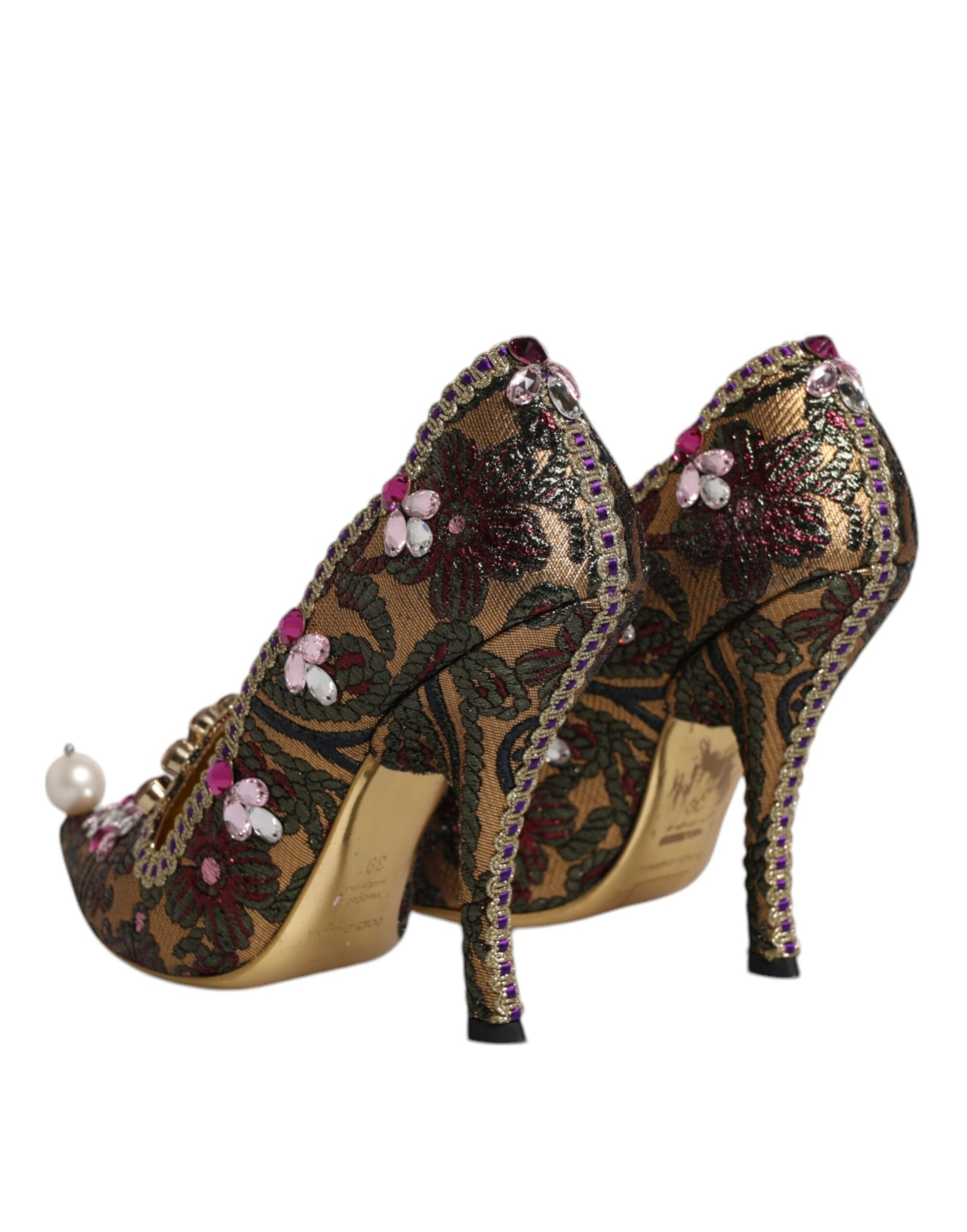 Multicolor Embellished Jacquard Pumps Shoes