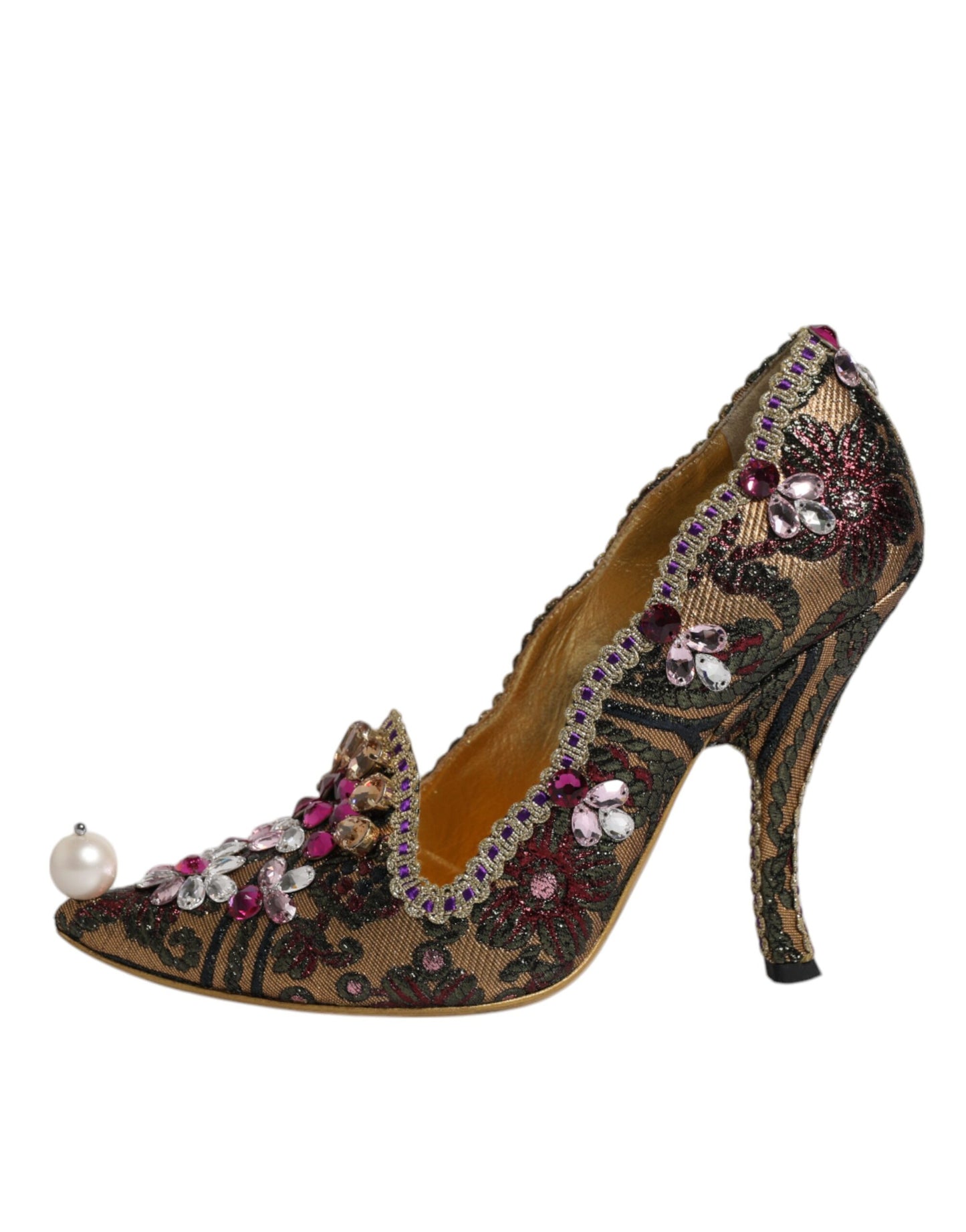 Multicolor Embellished Jacquard Pumps Shoes