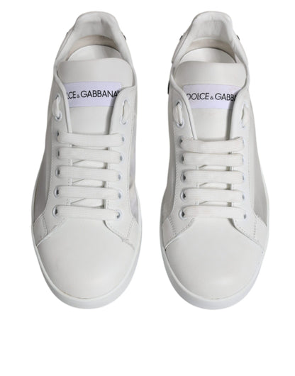 White Calf Leather Portofino Sneakers Shoes