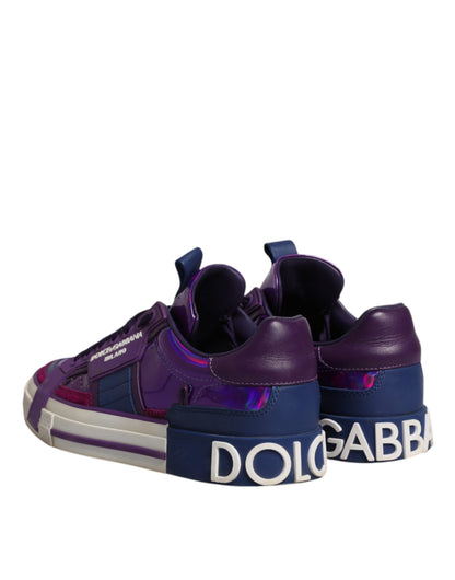 Purple Leather Low Top Women Sneakers Shoes