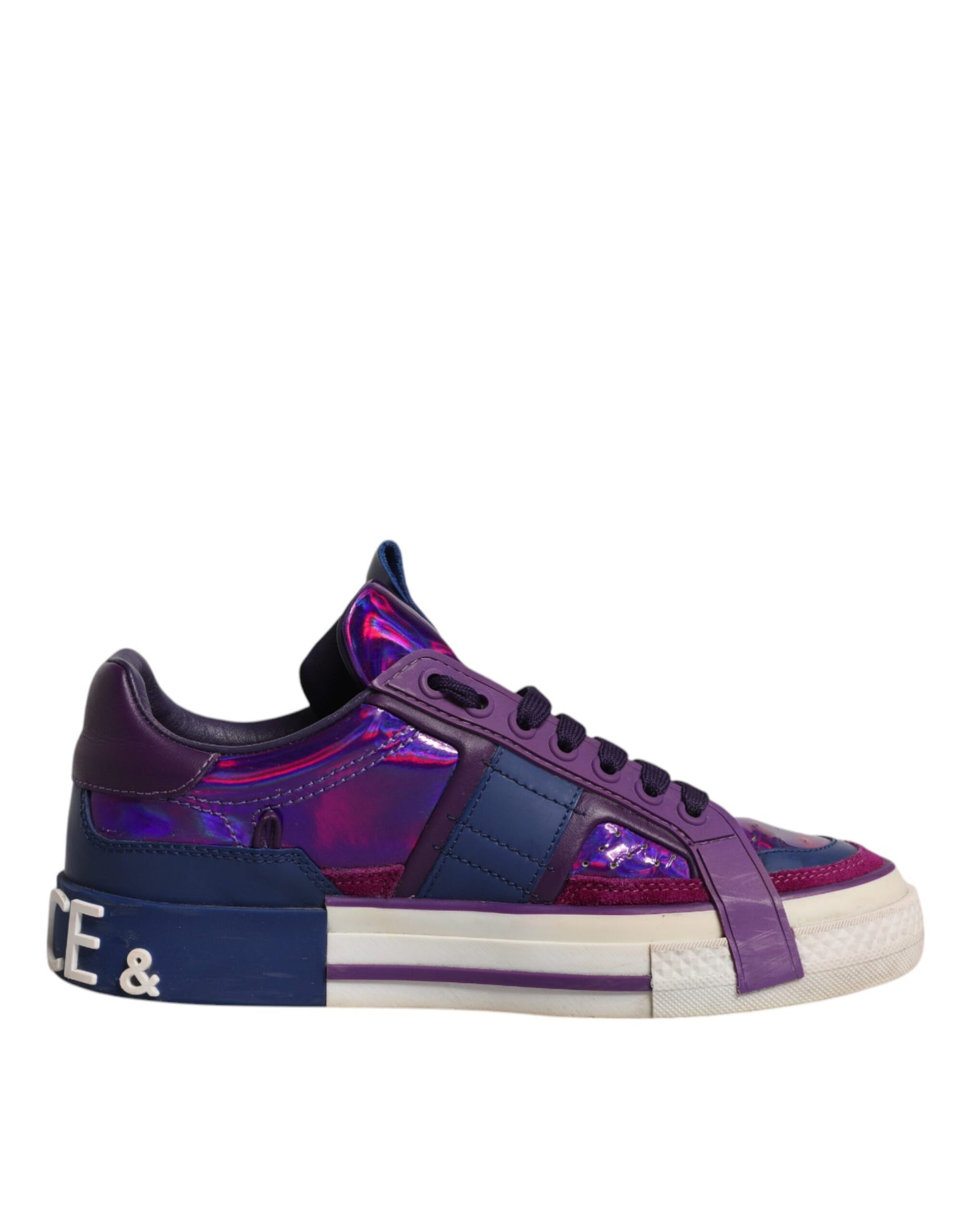 Purple Leather Low Top Women Sneakers Shoes