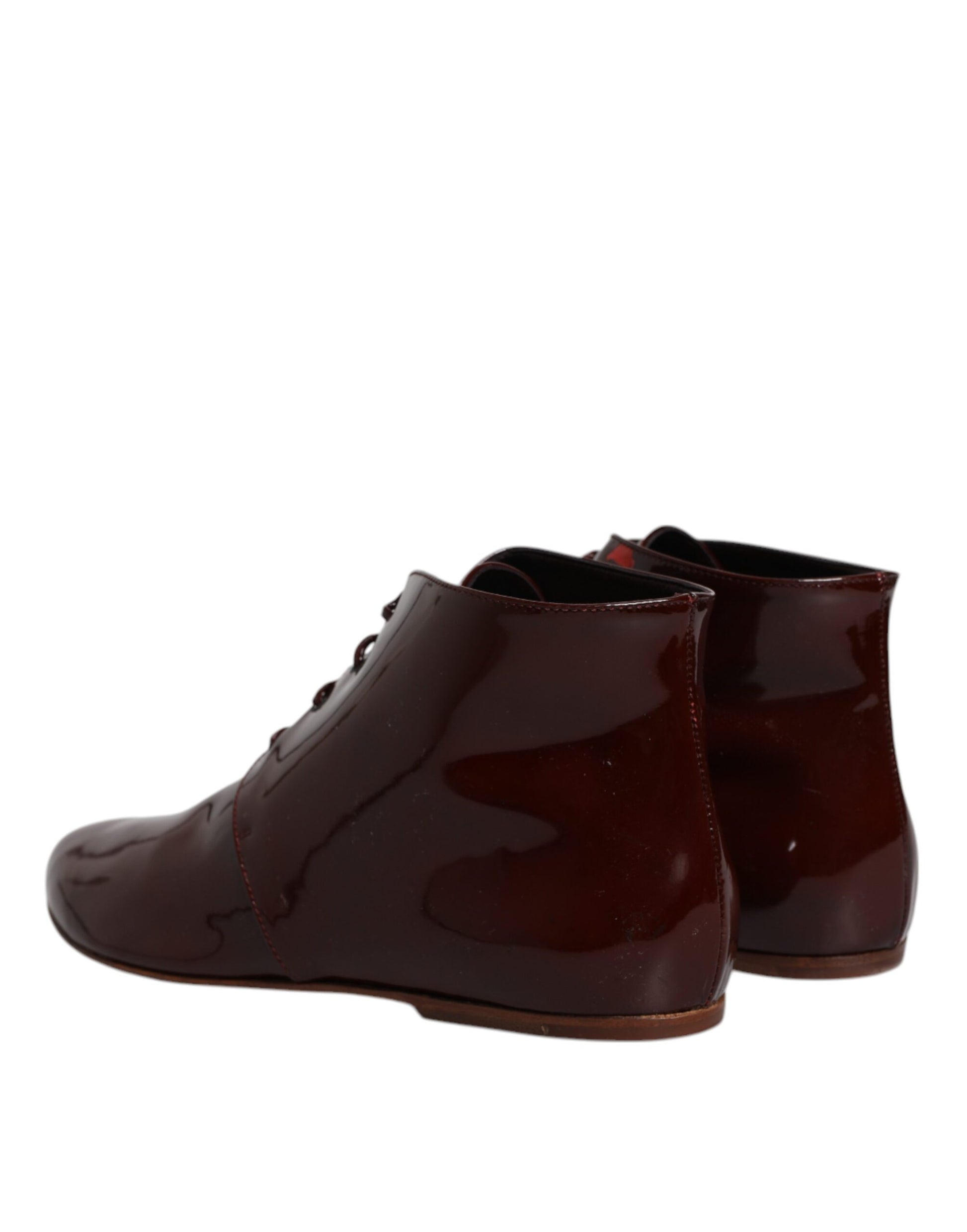 Maroon Leather Lace Up Ankle Boots Shoes