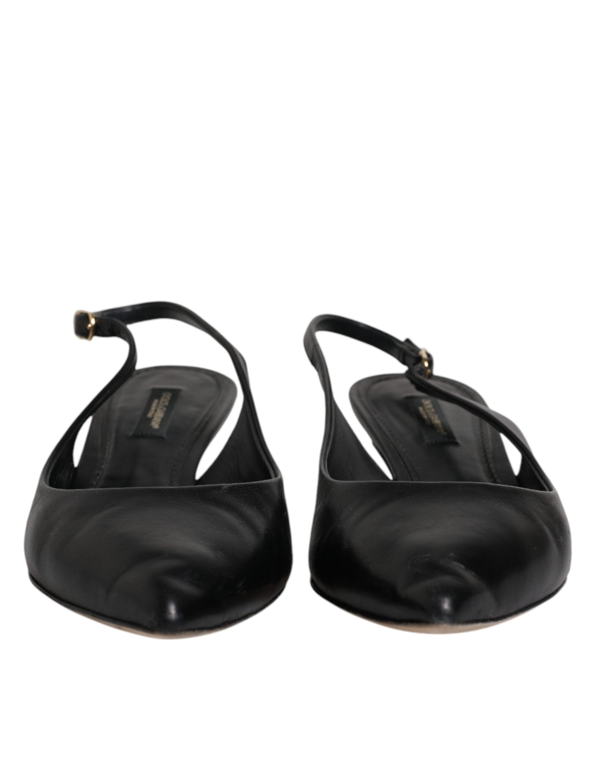 Black Leather Heels Slingbacks Bellucci Shoes