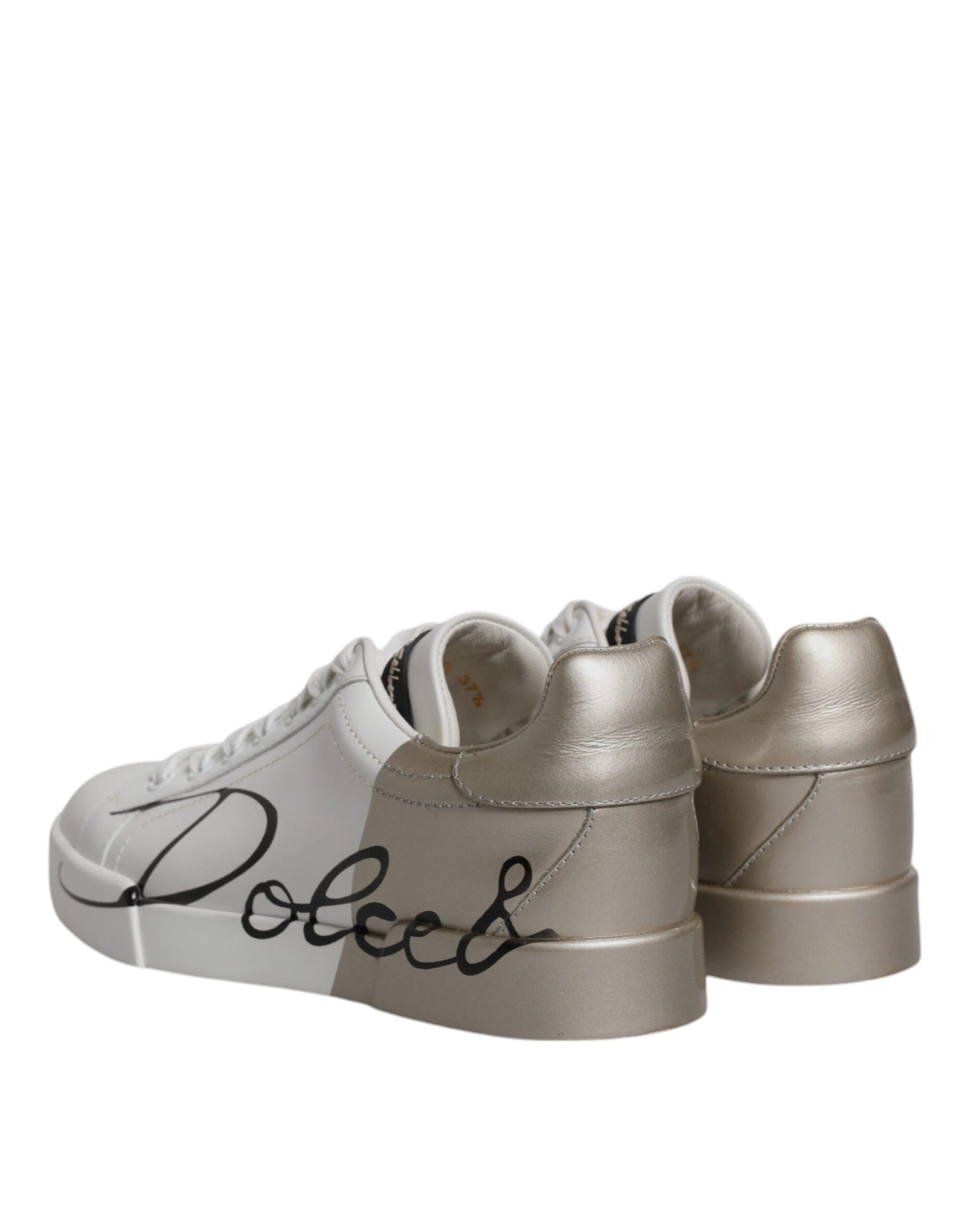 White Gold Low Top Lace Up Sneakers Shoes