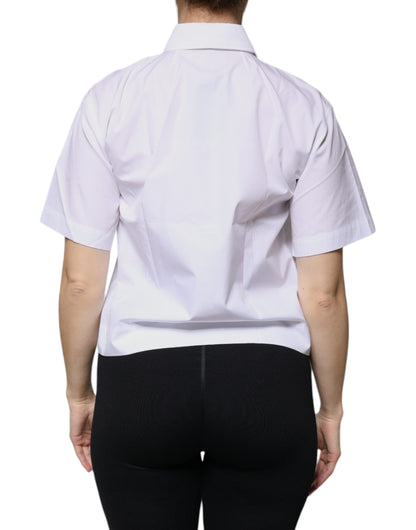 White Collared Short Sleeve Polo Shirt Top