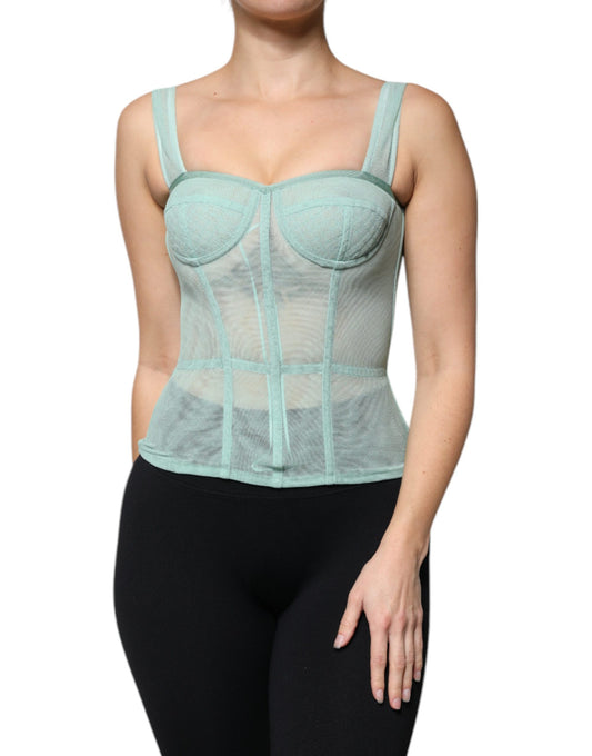 Green Cotton Bustier Corset Sleeveless Top