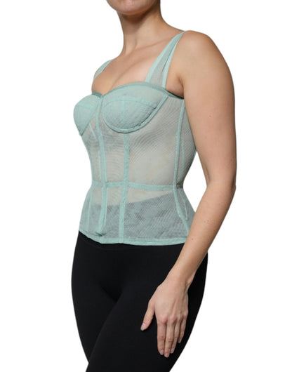 Green Cotton Bustier Corset Sleeveless Top