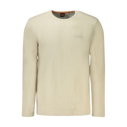 Beige Cotton Men Sweater